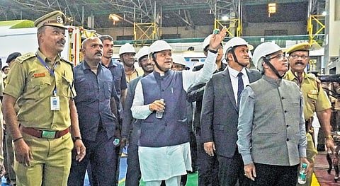 Railway Minister Ashwini Vaishnav inaugurates the Vande Bharat sleeper coach body structure at BEML in Bengaluru on Saturday