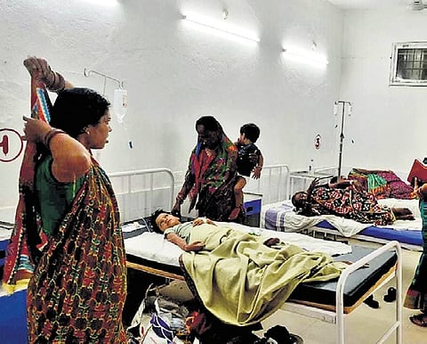 The affected persons getting treated at the Pattamundai CHC