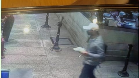 A video grab of the suspect, as captured by the restaurant’s CCTV camera