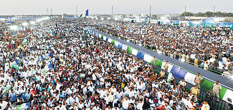 As part of the poll campaign, he addressed a massive gathering at Prodattur on Wednesday 