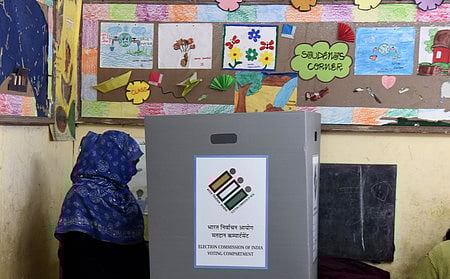 Representational image of a voter casting their vote during the Delhi Assembly elections.