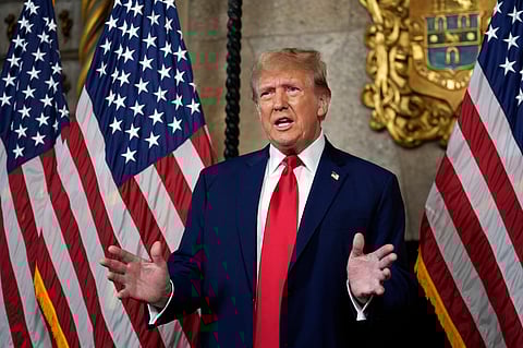Republican presidential candidate former President Donald Trump speaks at his Mar-a-Lago estate, Monday, March 4, 2024, in Palm Beach, Florida