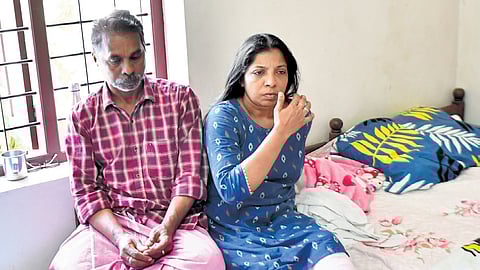 Sidharthan’s parents at their house at Nedumangad