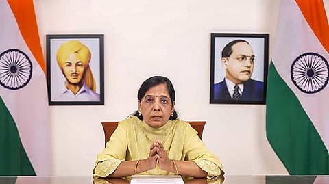 Sunita Kejriwal, wife of Delhi Chief Minister and AAP Convenor Arvind Kejriwal.