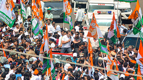 Congress leader Rahul Gandhi interacts with supporters during the Bharat Jodo Nyay Yatra, in Palghar district