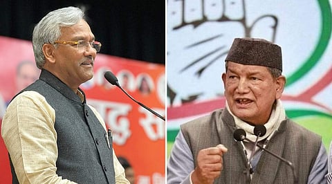 BJP's Trivendra Rawat and Congress veteran Harish Rawat. 