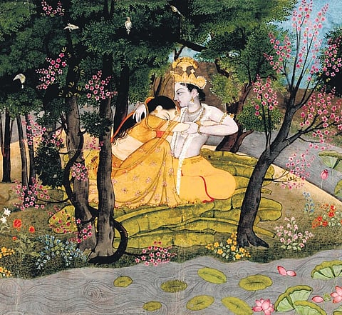 ‘Radha and Krishna in the Grove’, Pahari, Kangra, 1780