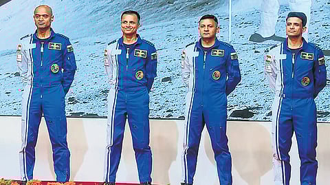 Group Captains Prashanth Balakrishnan Nair, Angad Prathap, Ajit Krishnan and Wing Commander Shubanshu Shukla
