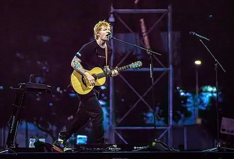 British singer Ed Sheeran performs at a concert, in Mumbai, Saturday night, March 16, 2024.
