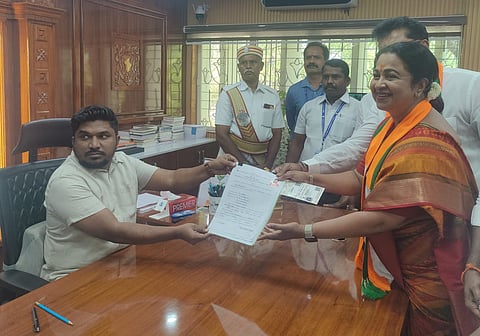BJP candidate Raadhika Sarathkumar filed her nominations with District Returning Officer and Collector VP Jeyaseelan.