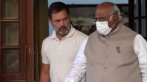 Congress President Mallikarjun Kharge and party leader Rahul Gandhi.