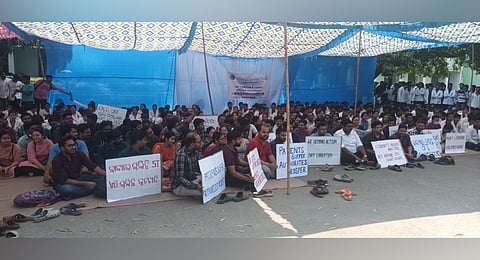 Members of the Junior Doctor's Association staging protest at VIMSAR on Thursday