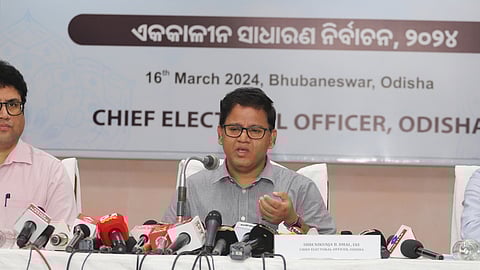 CEO Odisha, NB Dhal addressing mediapersons in Bhubaneswar on Saturday