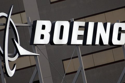 The Boeing logo is seen, Jan. 25, 2011, on the property in El Segundo, Calif.