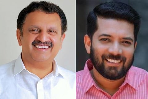 L-R: Congress' Thrissur and Vadakara candidates, K Muraleedharan and Shafi Parambil. 