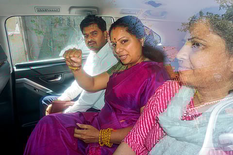 BRS leader K Kavitha being taken to the Rouse Avenue Court in connection with the Delhi liquor policy case 
