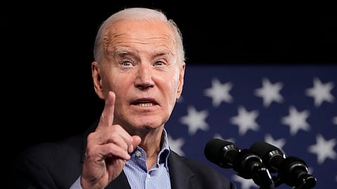 President Joe Biden speaks at a campaign rally Saturday, March 9, 2024, at Pullman Yards in Atlanta.