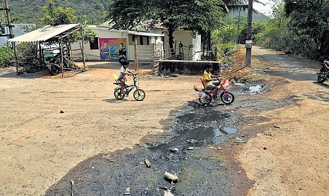 Drainage water flowing in Sambhuvanipalem village in Vizag