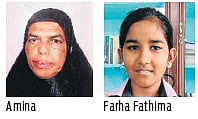 Amina and her grandaughter Farha drowned in the Kothayar river.