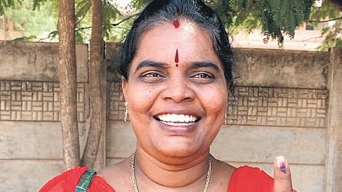 Nalini Kirubakaran poses after casting her vote