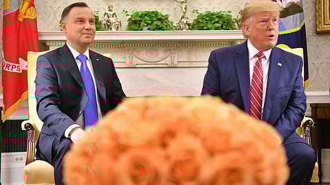 (L-R) Poland's President Andrzej Duda and Donald Trump