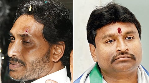 Chief Minister Jagan Mohan Reddt ( L), Sitting Vijayawada West constituency MLA Velampalli Srinivasa Rao (R)