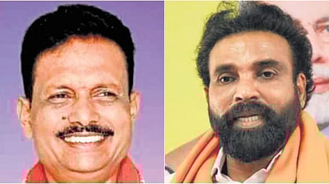 (L-R) Congress's Tukaram and BJP candidate Sriramulu. 