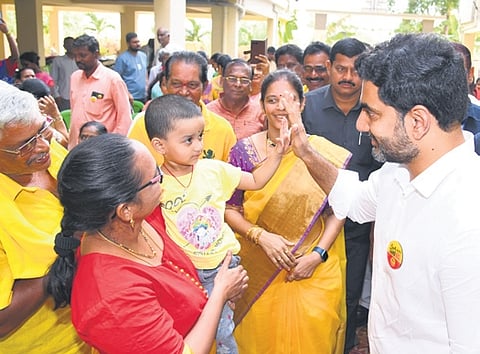 TDP General Secretary Nara Lokesh during an election campaign