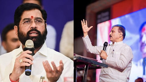 Maharashtra CM and Shiv Sena leader Eknath Shinde (R), Former Maharashtra minister Suresh Navale.