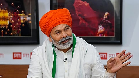 Farmer leader Rakesh Tikait during an interview with PTI, in New Delhi, Tuesday, April 16, 2024.