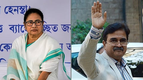 West Bengal Chief minister Mamata Banerjee (R), Former High Court judge and BJP candidate Justice Abhijit Gangopadhyay
