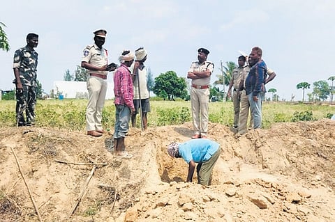 Bheemrao Baba was detained. His interrogation led to disclosure of the burial spot. 