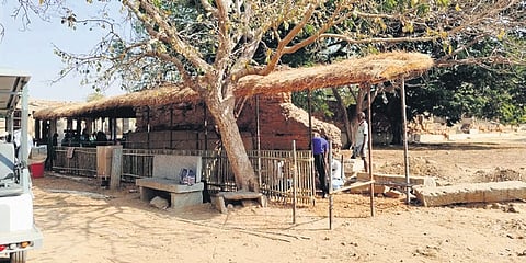 A hut built for tourists to protect themselves against heat in Hampi 