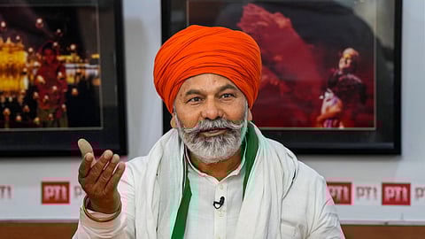 Farmer leader Rakesh Tikait during an interview with PTI, in New Delhi, Tuesday, April 16, 2024.