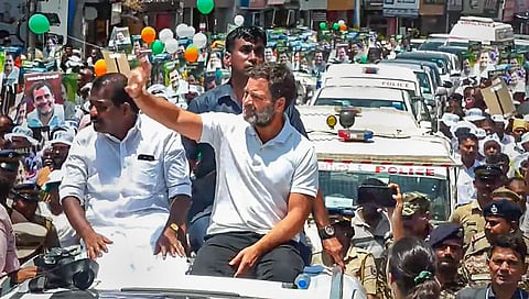 Congress leader Rahul Gandhi during an election campaign for the Lok Sabha polls, in Wayanad 