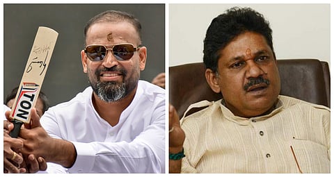 Former Indian cricketers Yusuf Pathan (L) and Kirti Azad (R).