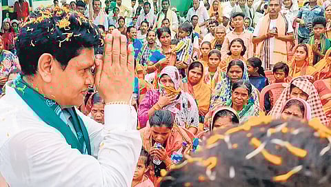 BJD Sambalpur LS candidate Pranab Prakash Das during his poll campaign 