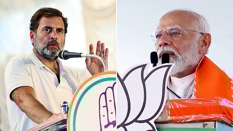 Congress leader Rahul Gandhi and Prime Minister Narendra Modi from their respective campaign trails.