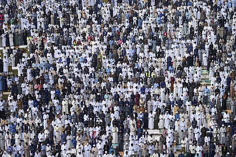 Muslim devotees offer Eid al-Fitr prayers to mark the end of Ramadan, the Islamic holy month of fasting, in Nairobi, Kenya Wednesday, April 10, 2024.
