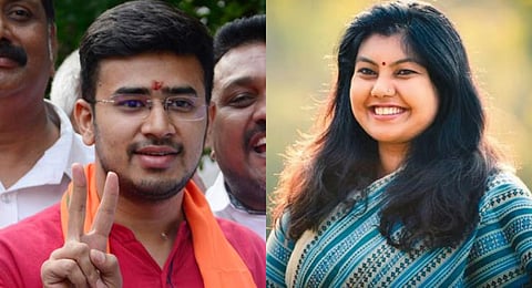 Congress candidate Sowmya Reddy, daughter of Transport Minister Ramalinga Reddy, is pitted against BJP sitting MP Tejasvi Surya.