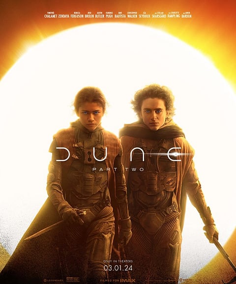 First look poster of Denis Villeneuve's sci-fi epic, Dune: Part 2 starring Timothée Chalamet and Zendaya in the lead.