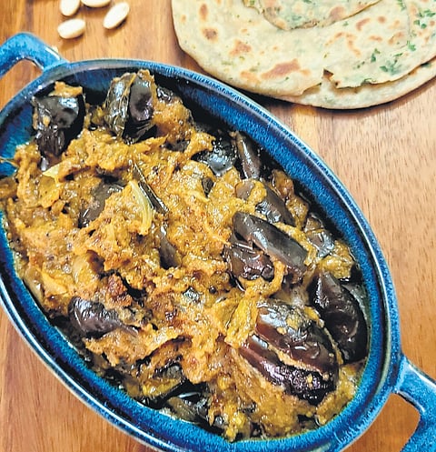 A daily meal in a Mudaliar family will have brinjal in some form. 