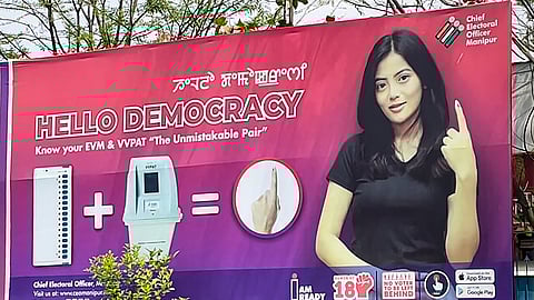 Posters by Election Commission in Manipur ahead of Lok Sabha polls.