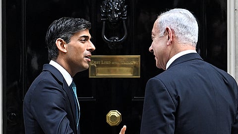 Uk Prime Minister Rishi Sunak with his Israeli counterpart Benjamin Netanyahu.