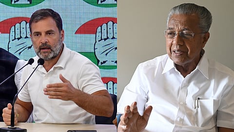 (L-R) Congress leader Rahul Gandhi, Kerala CM Pinarayi Vijayan