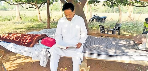 BSP candidate Kankar Munjare stays  in a hut around 7 km from his house