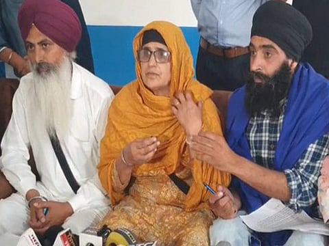 Jailed activist and newly elected parliamentarian Amritpal Singh's parents announcing his candidacy. 