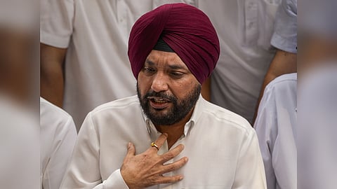 Former Delhi Congress chief Arvinder Singh Lovely addresses a press conference, in New Delhi, Sunday, April 28, 2024.