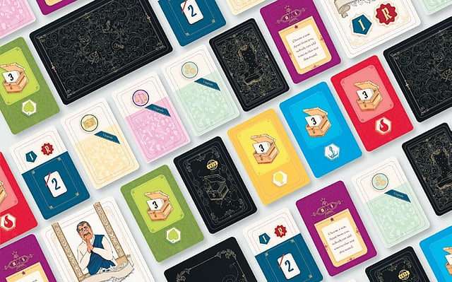 Different card sets of the board game