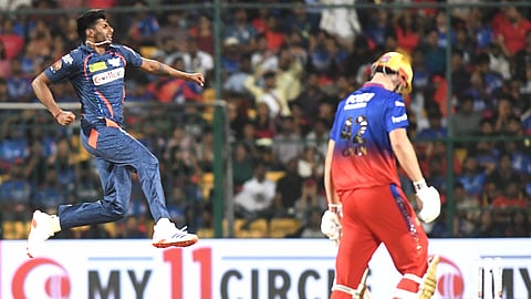 Mayank celebrating Lucknow Super Giants' win.